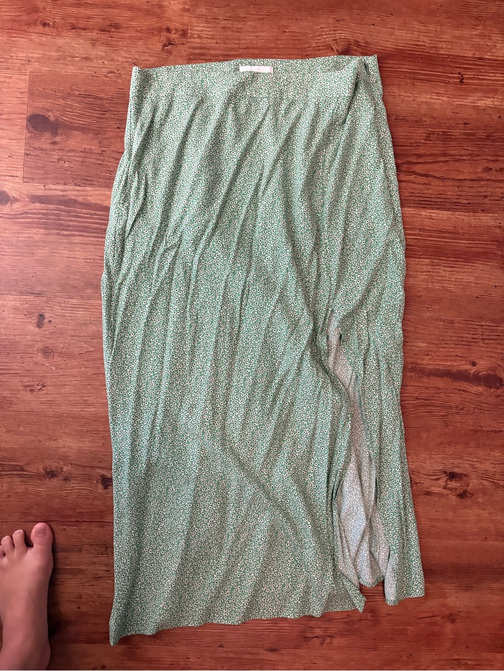 H&M Mint Green Floral Maxi Skirt